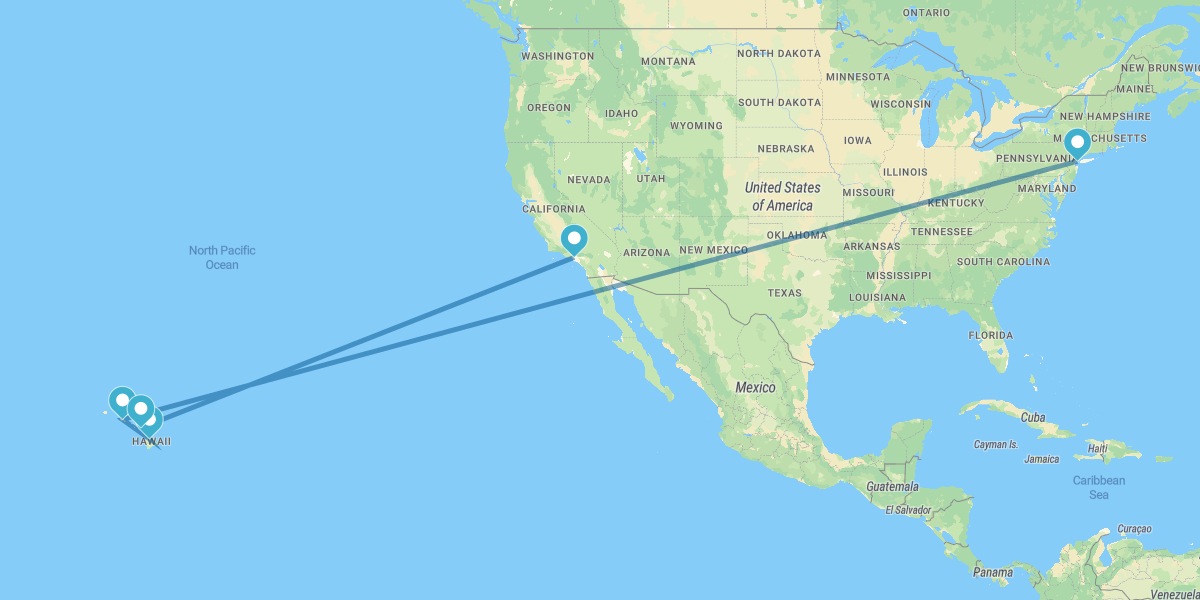 Nueva York, Honolulu (O'ahu) y Los Ángeles