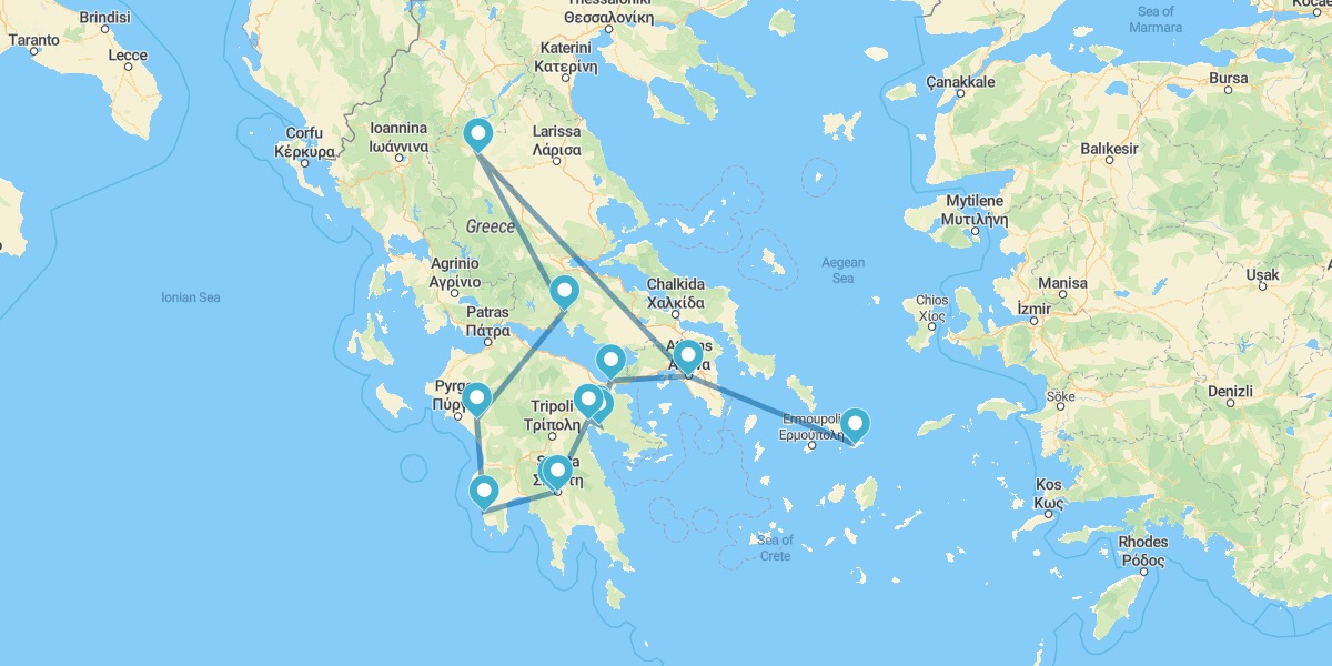Ruta del Peloponeso a las Islas del Mar Egeo