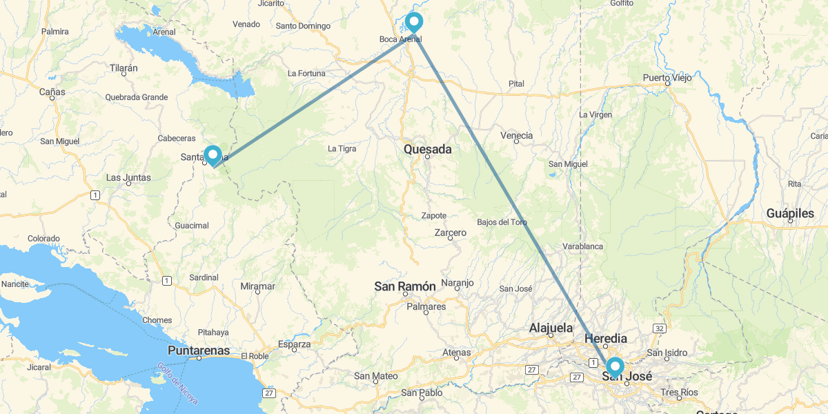 San José, Arenal y Monteverde