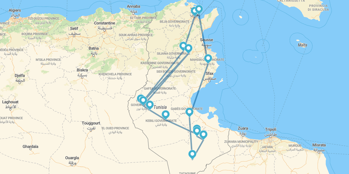 Túnez, Tozeur, Sabria y El Djem
