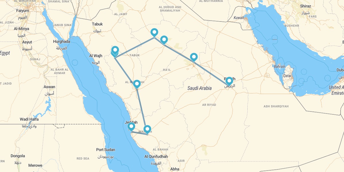 Ruta desde Yeda a Riad