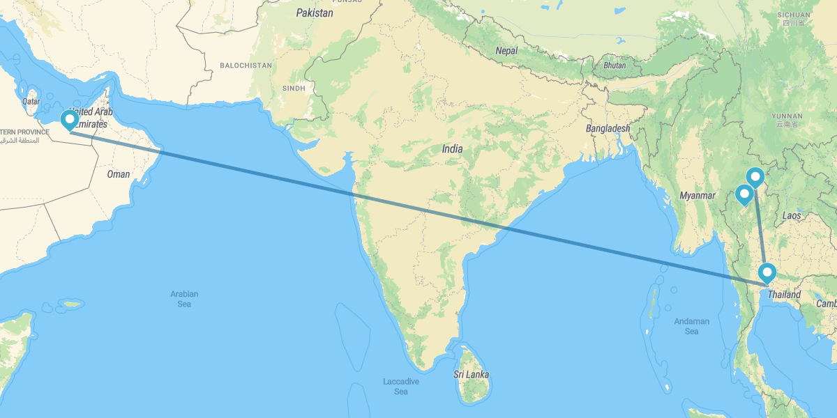 Abu Dabi, Bangkok, Chiang Rai y Chiang Mai