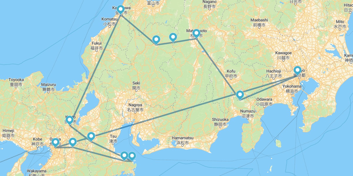 Centro de Japón con Alpes Japoneses y Ruta Ninja