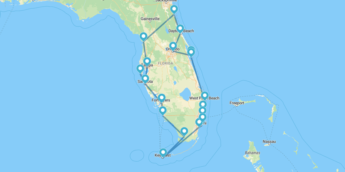 Ruta por La Costa de Florida y Orlando a tu aire