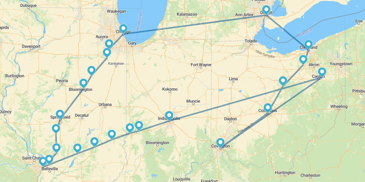 Ruta por el Medio Oeste, de Chicago a Detroit