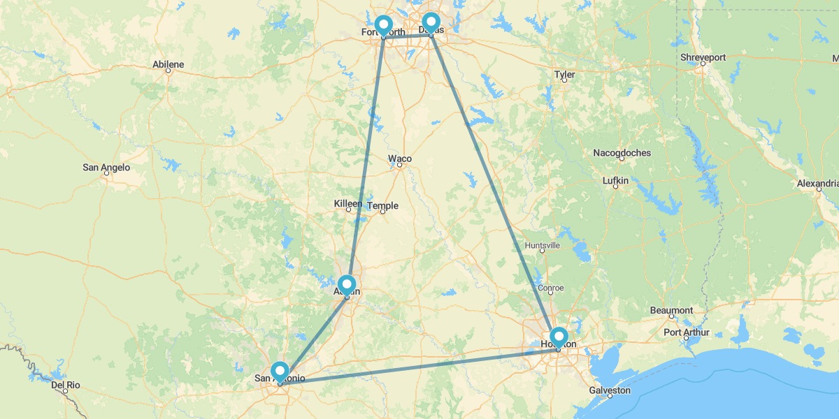 Ruta por el Triángulo de Texas