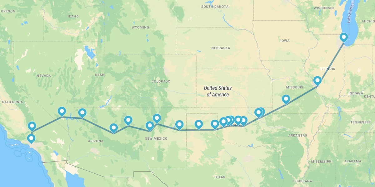 Ruta 66, desde Chicago hasta Los Ángeles