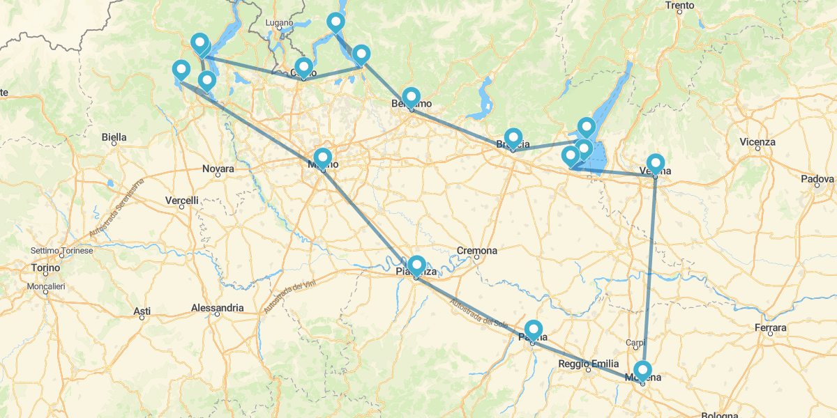 Ruta por los idílicos Lagos del Norte, de Milán a Verona
