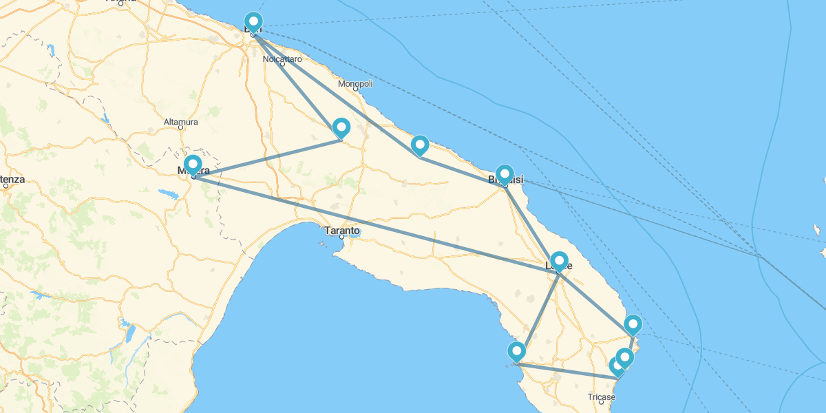 Ruta pullesa, de Bari a Lecce