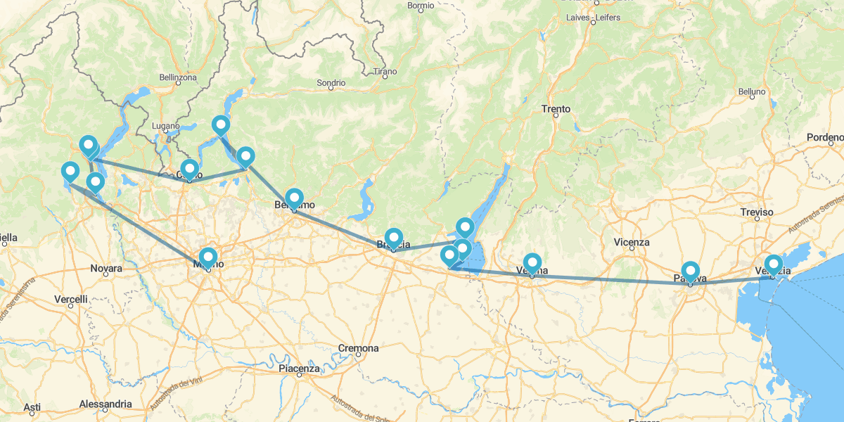 Ruta por los idílicos Lagos del Norte, de Milán a Venecia