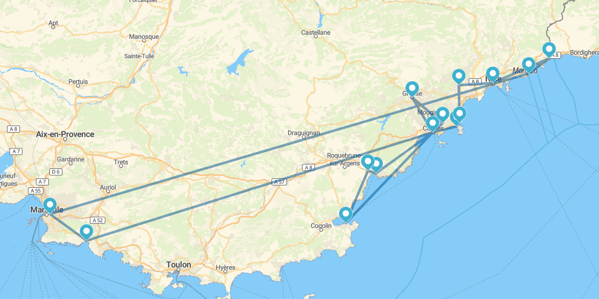 Ruta de Marsella a la Riviera Francesa