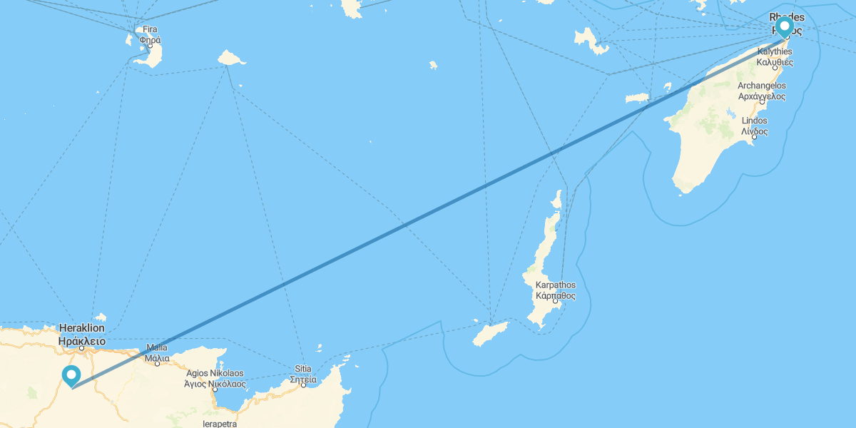 Islas de Rodas y Creta en avión y con coche de alquiler