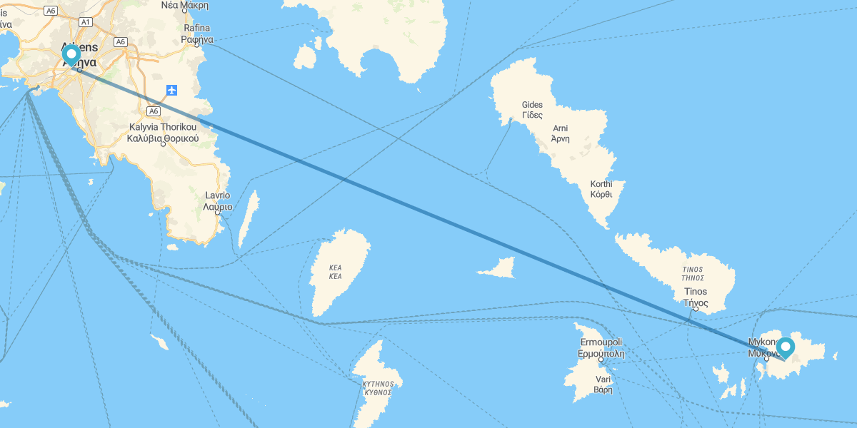 Atenas y isla de Mykonos en avión, con traslados y coche de alquiler