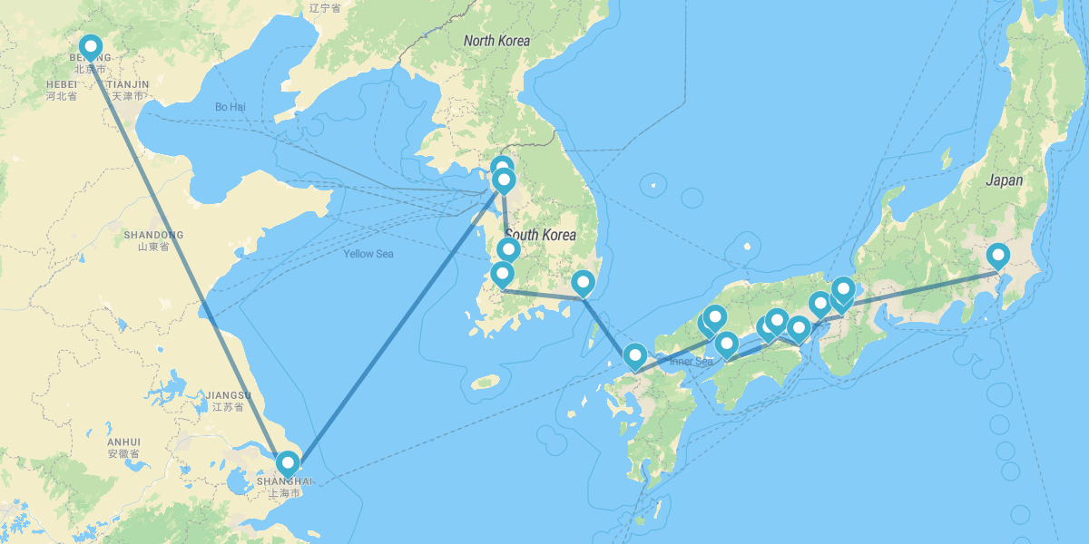 De Pekín a Tokio con Corea del Sur