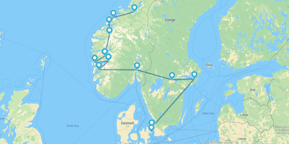 De Trondheim a Copenhague con Oslo y Estocolmo