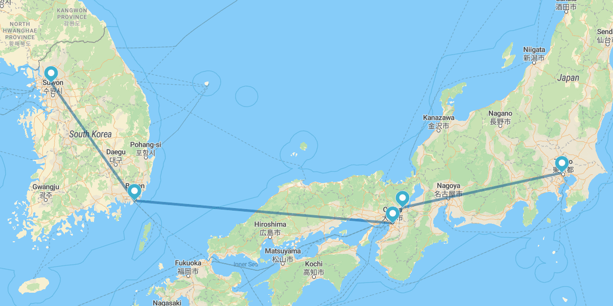Seúl, Busán, Osaka, Kioto y Tokio