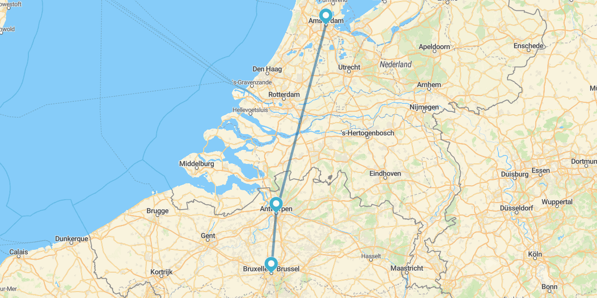 Bruselas, Amberes y Ámsterdam en tren