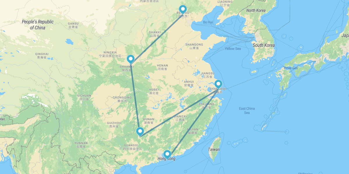 Pekín, Xian, Guilin, Shanghái y Hong Kong
