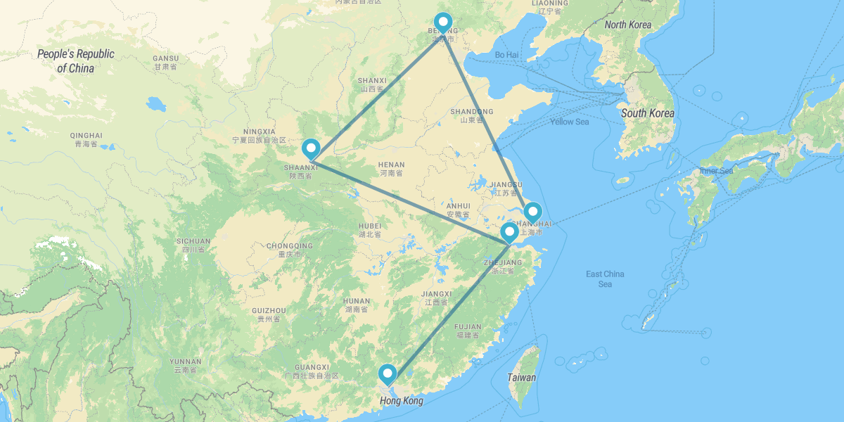 Guangzhou, Hangzhou, Xian, Pekín y Shanghái
