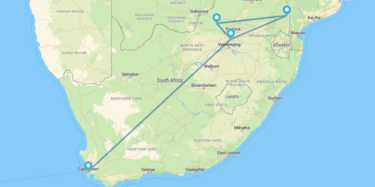 Johannesburgo, Kruger, Pilanesberg y Ciudad del Cabo