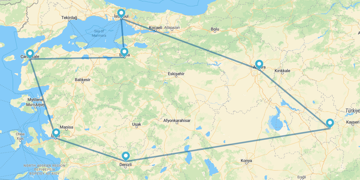 Estambúl, Ankara, Capadocia, Pamukkale, Esmirna y Canakkale