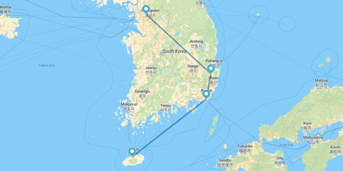 Seúl, Gyeongju, Busan e Isla de Jeju