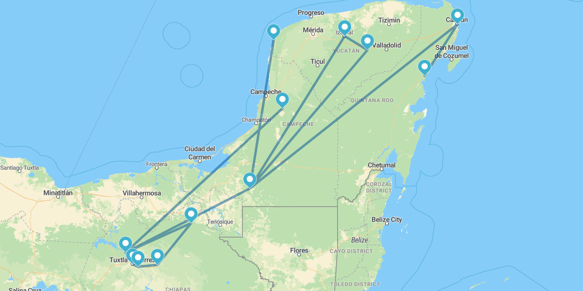 Chiapas, Campeche, Mérida y Cancún en Tren Maya