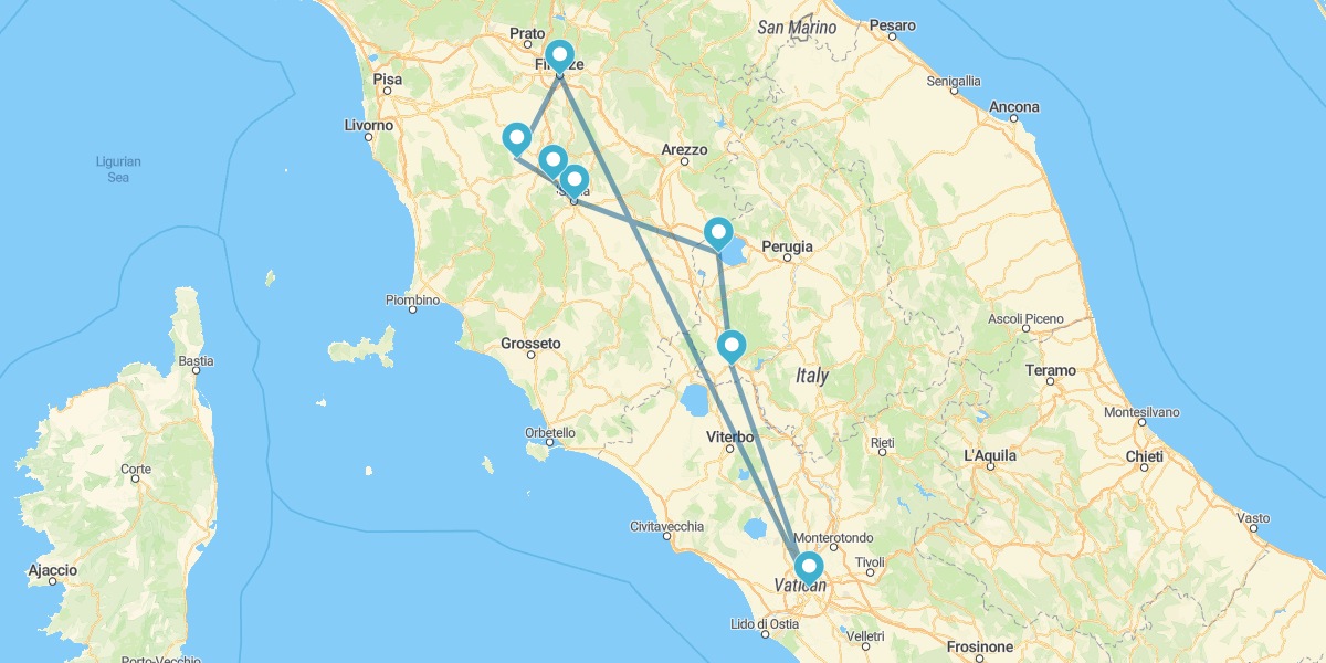 Región de La Toscana con Roma