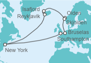 Itinerario del Crucero Bélgica, Noruega, Islandia, USA - Cunard