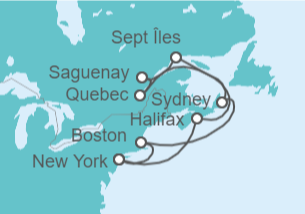 Itinerario del Crucero USA, Canadá - Cunard