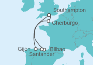 Itinerario del Crucero España, Francia - Cunard