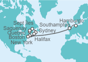 Itinerario del Crucero desde Southampton (Londres) a Hamburgo (Alemania) - Cunard