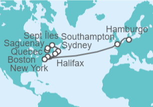 Itinerario del Crucero desde Nueva York (EEUU) a Hamburgo (Alemania) - Cunard