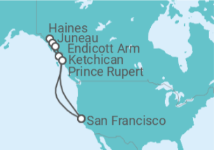 Itinerario del Crucero Alaska - Princess Cruises