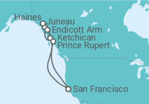 Itinerario del Crucero Alaska - Princess Cruises