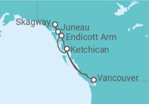 Itinerario del Crucero Alaska - Princess Cruises