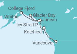 Itinerario del Crucero Alaska - Princess Cruises