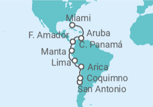 Itinerario del Crucero desde San Antonio (Santiago de Chile) a Fort Lauderdale (Miami) - Cunard