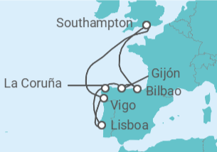 Itinerario del Crucero España, Portugal - Royal Caribbean
