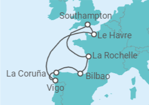 Itinerario del Crucero España, Francia - Royal Caribbean
