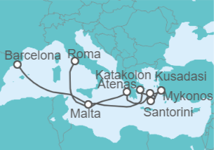 Itinerario del Crucero Malta, Grecia, Turquía - Celebrity Cruises