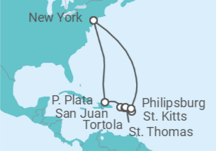 Itinerario del Crucero Puerto Rico, Islas Vírgenes - Eeuu, Islas Vírgenes - Reino Unido, Saint Maarten - Norwegian Cruise Line