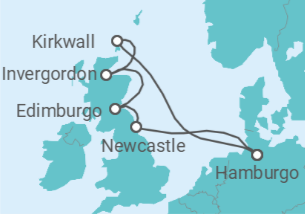 Itinerario del Crucero Reino Unido - Costa Cruceros