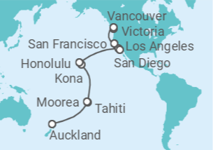 Itinerario del Crucero Polinesia Francesa, USA, Canadá - Princess Cruises