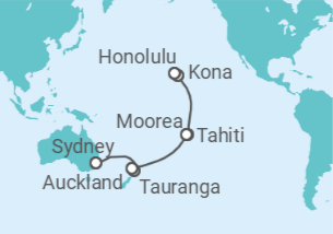 Itinerario del Crucero Nueva Zelanda, Polinesia Francesa, USA - Princess Cruises