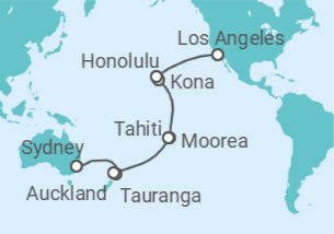 Itinerario del Crucero Nueva Zelanda, Polinesia Francesa, USA - Princess Cruises