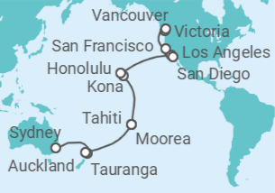 Itinerario del Crucero desde Sydney (Australia) a Vancouver (Canadá) - Princess Cruises