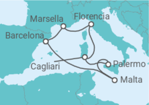 Itinerario del Crucero Italia, Malta, España, Francia - MSC Cruceros