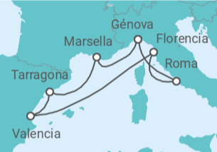 Itinerario del Crucero Italia, Francia, España - MSC Cruceros