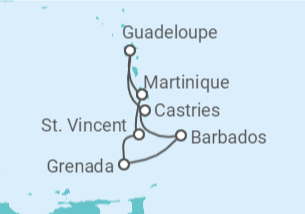 Itinerario del Crucero Guadalupe, Santa Lucía, Barbados - MSC Cruceros
